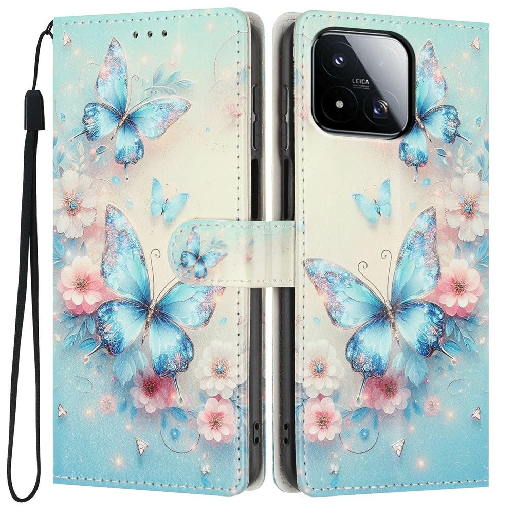 For Xiaomi 17 Max Wallet Case Pattern Printing PU Leather Stand Flip Phone Cover with Wrist Strap
