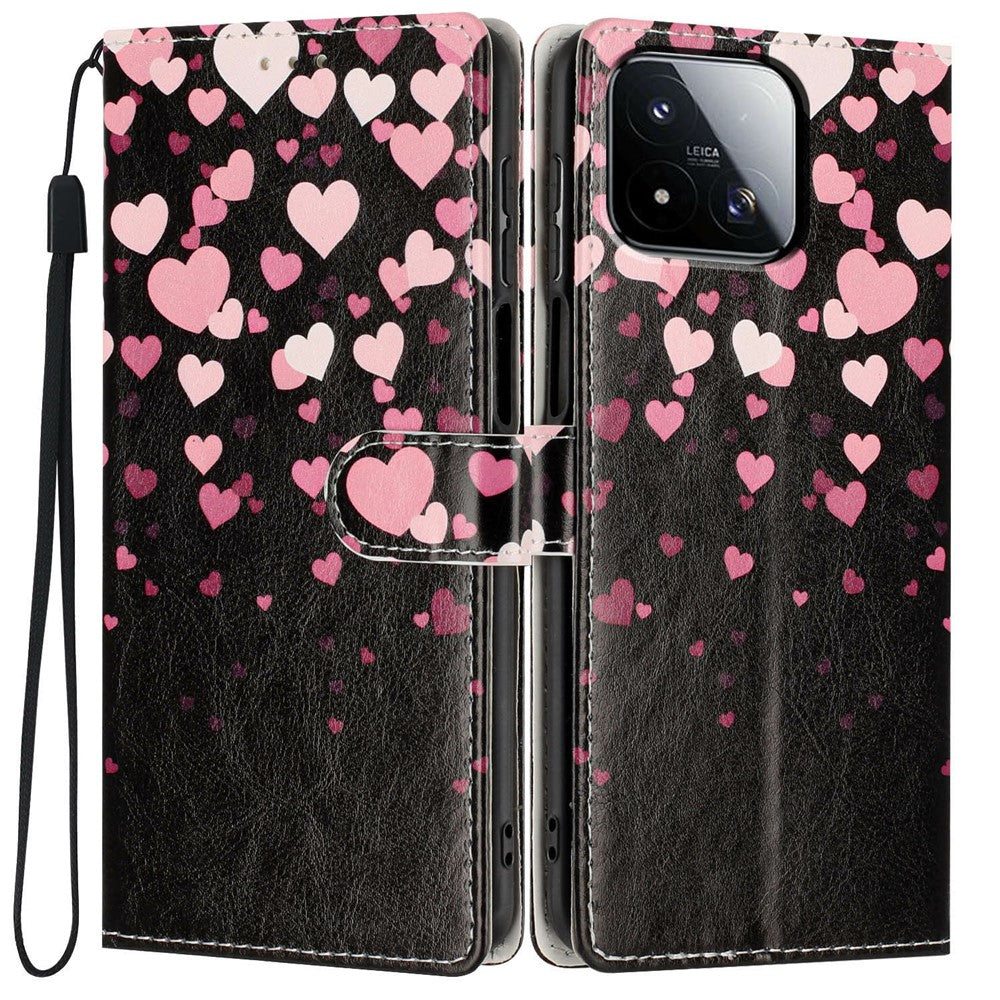 For Xiaomi 17 Max Wallet Case Pattern Printing PU Leather Stand Flip Phone Cover with Wrist Strap