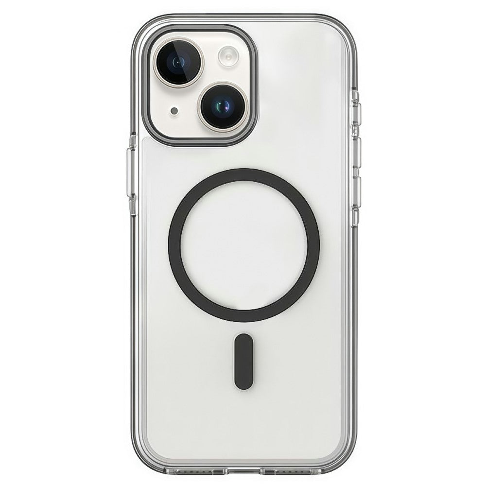 For iPhone 15 Magnetic Case Clear PC TPU TPE Shockproof Cover Compatible with MagSafe