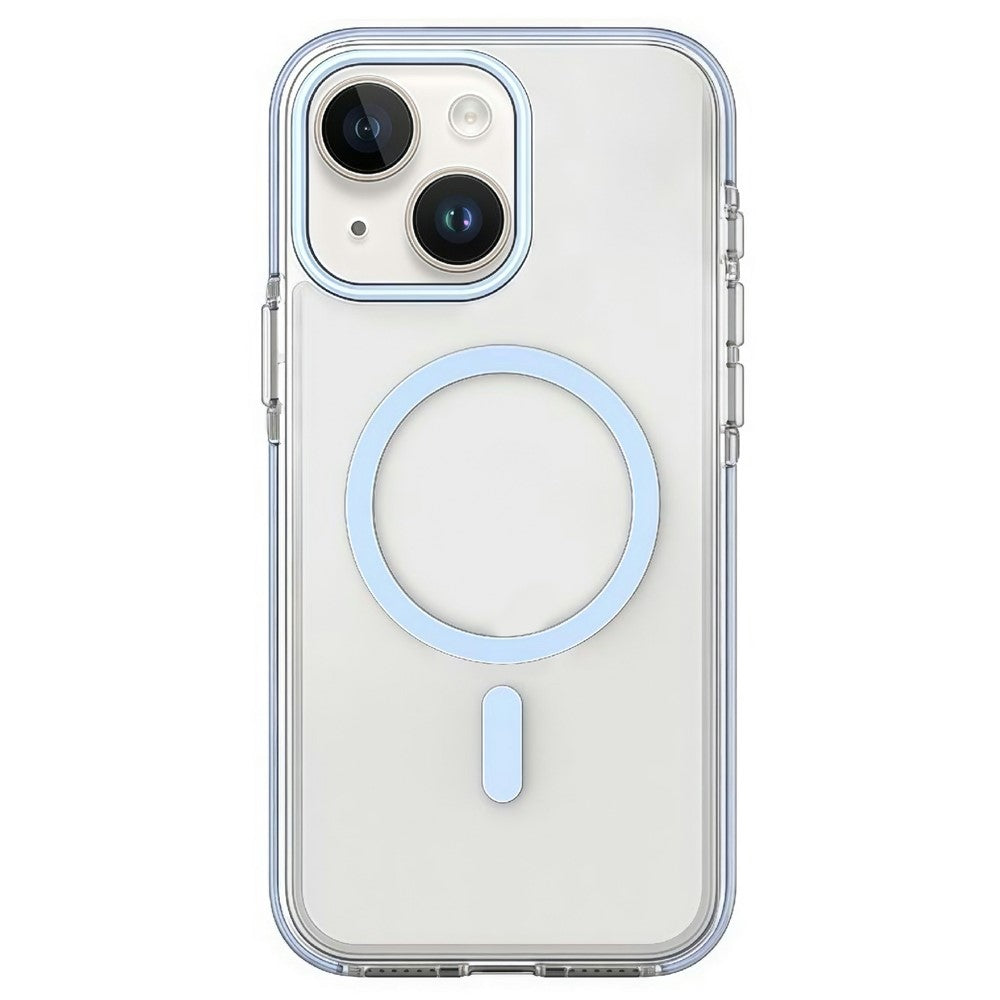 For iPhone 15 Magnetic Case Clear PC TPU TPE Shockproof Cover Compatible with MagSafe