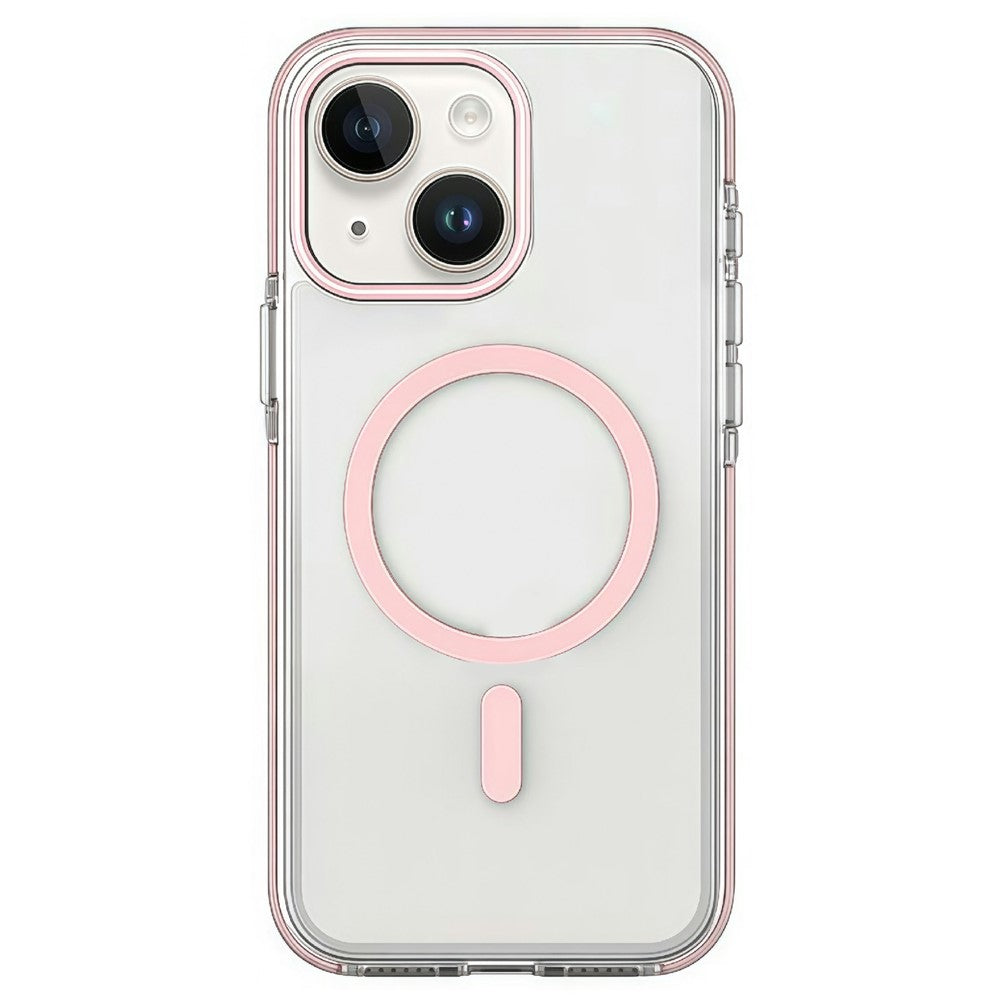 For iPhone 15 Magnetic Case Clear PC TPU TPE Shockproof Cover Compatible with MagSafe