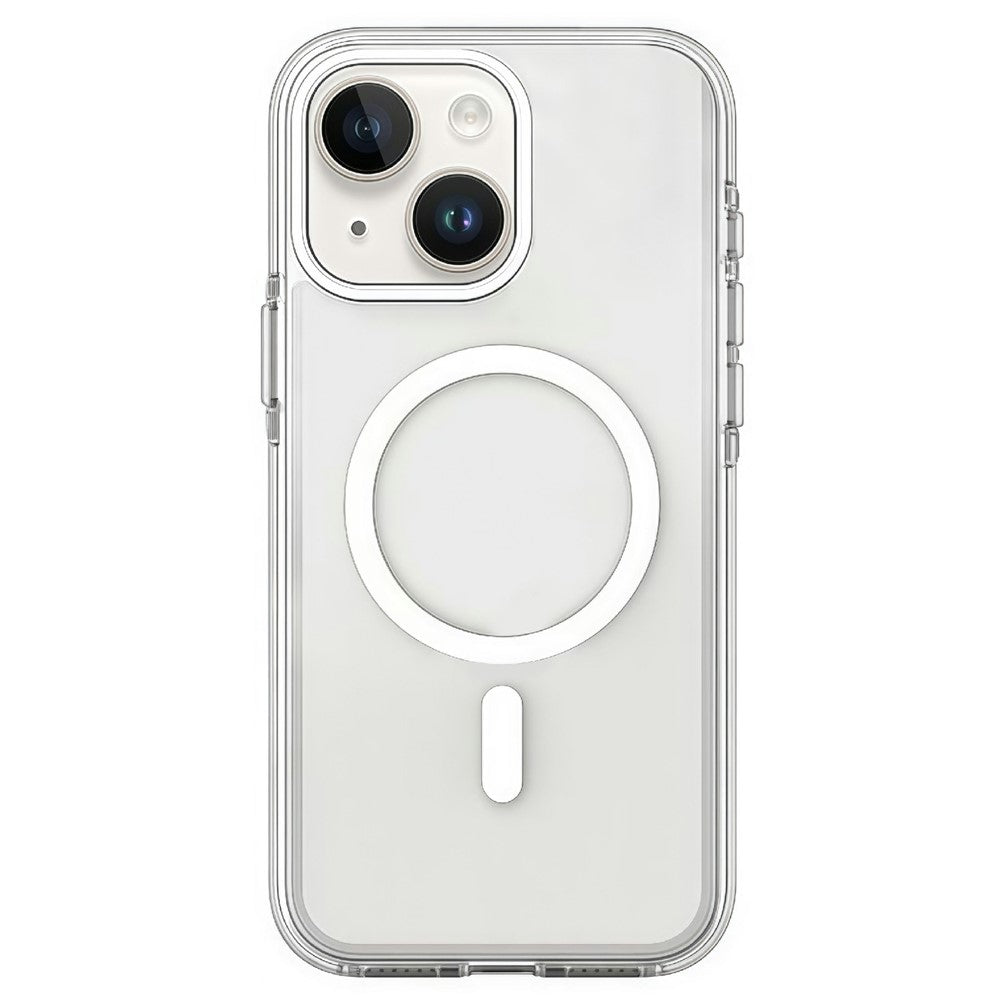 For iPhone 15 Magnetic Case Clear PC TPU TPE Shockproof Cover Compatible with MagSafe