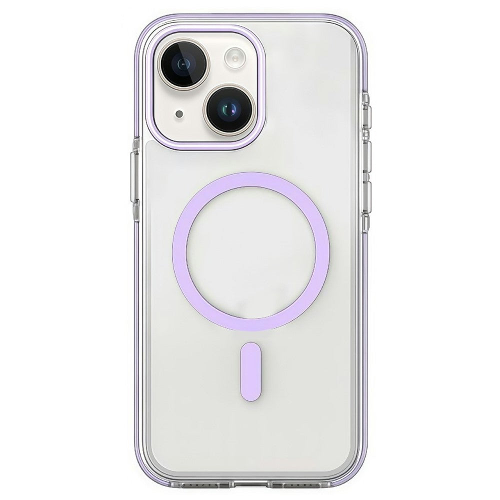 For iPhone 15 Magnetic Case Clear PC TPU TPE Shockproof Cover Compatible with MagSafe