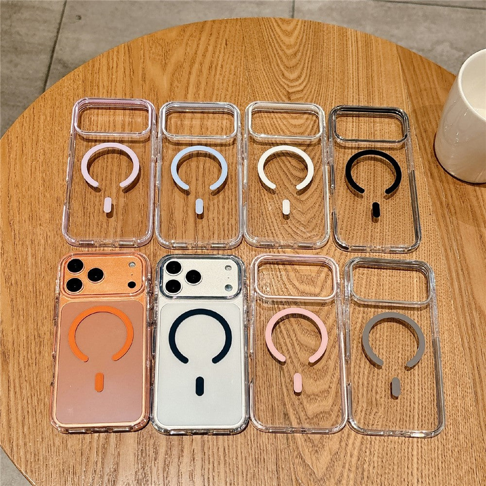 Til iPhone 16 Pro Magnetisk Cover Klar PC TPU TPE Stødsikkert Cover Kompatibelt med MagSafe