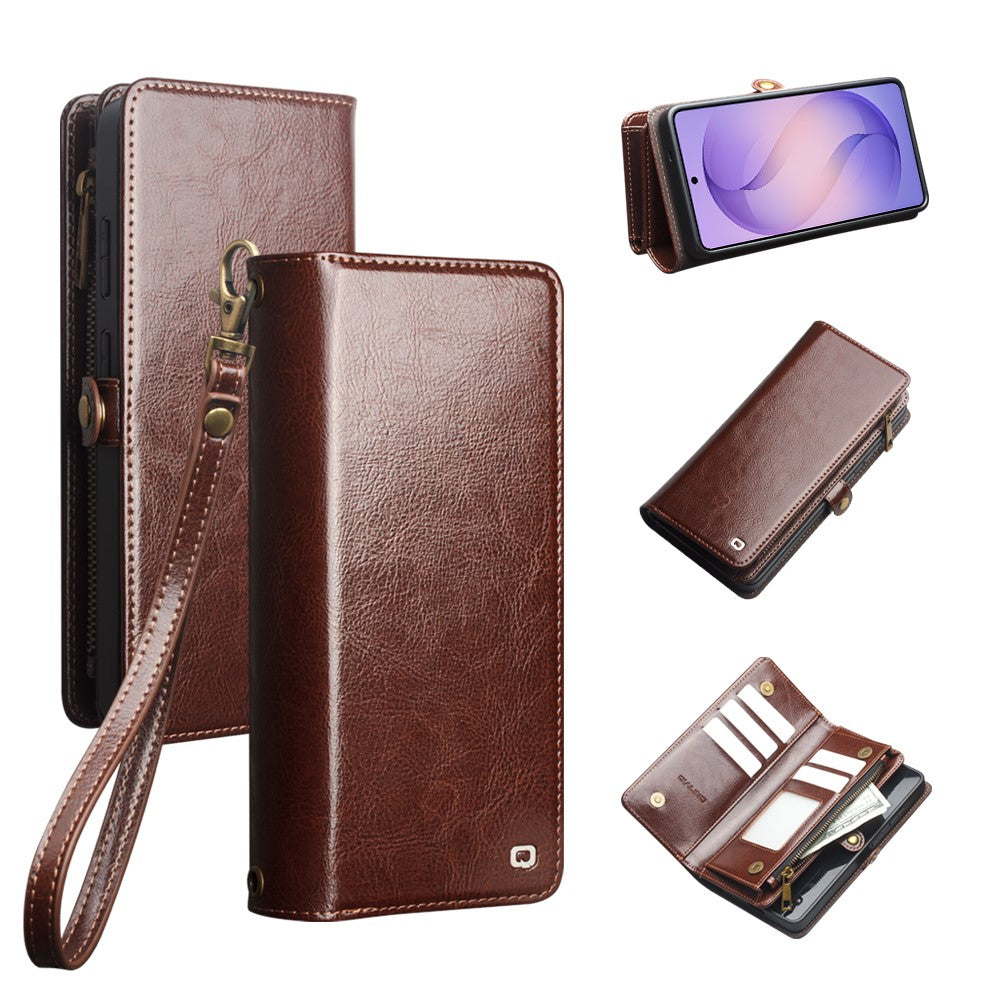 QIALINO til Samsung Galaxy S26 Ultra Etui i Spaltlæder, Aftageligt 2-i-1 Pung Telefoncover med Lang Rem og Håndledsrem