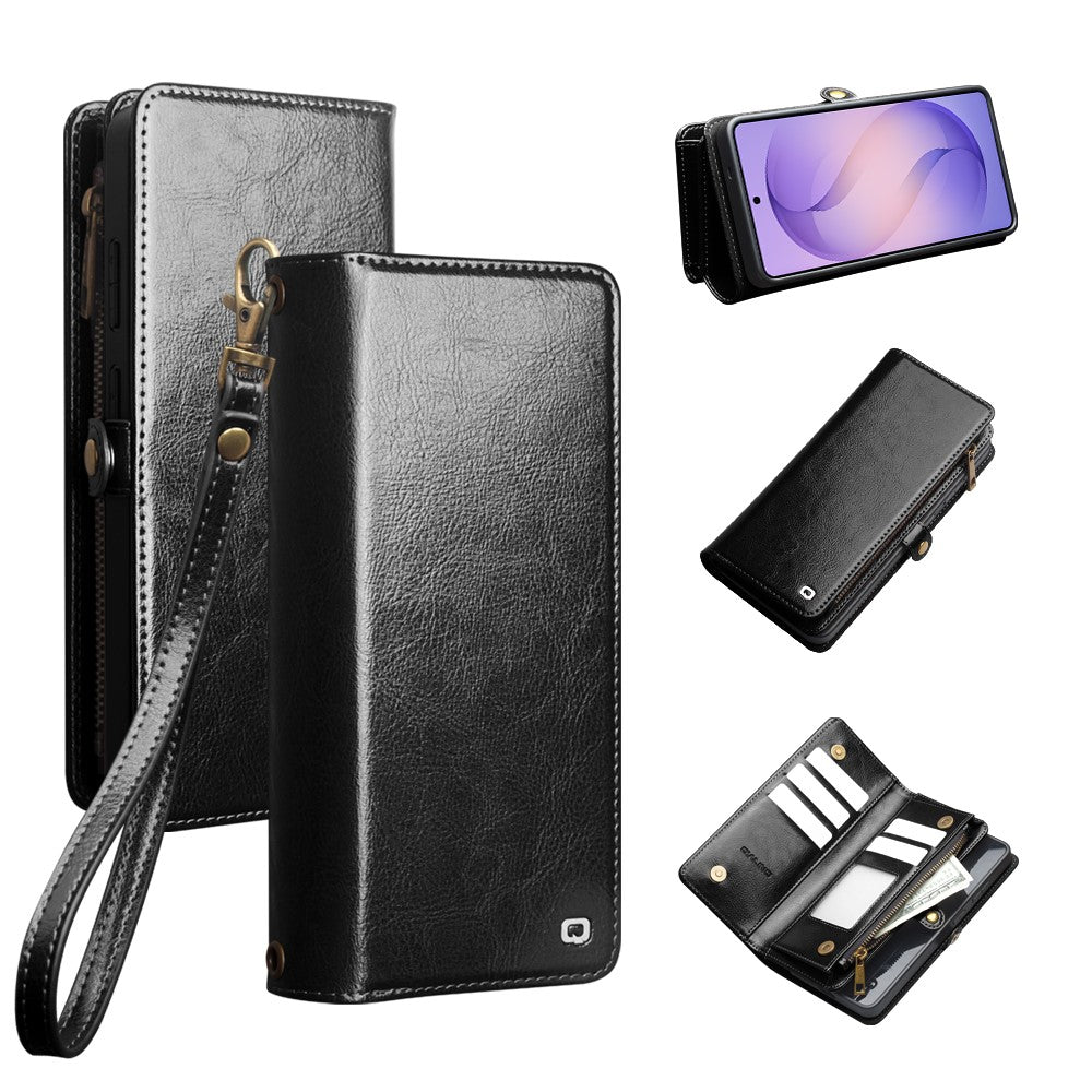 QIALINO til Samsung Galaxy S26 Ultra Etui i Spaltlæder, Aftageligt 2-i-1 Pung Telefoncover med Lang Rem og Håndledsrem