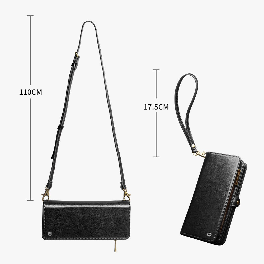 QIALINO til Samsung Galaxy S26 Ultra Etui i Spaltlæder, Aftageligt 2-i-1 Pung Telefoncover med Lang Rem og Håndledsrem