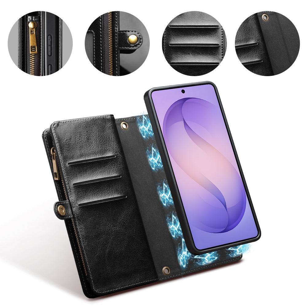 QIALINO til Samsung Galaxy S26 Ultra Etui i Spaltlæder, Aftageligt 2-i-1 Pung Telefoncover med Lang Rem og Håndledsrem
