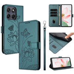 For Motorola Edge 70 Pro 5G Case Wallet Stand Lotus Imprint Leather Phone Cover with Wrist Strap