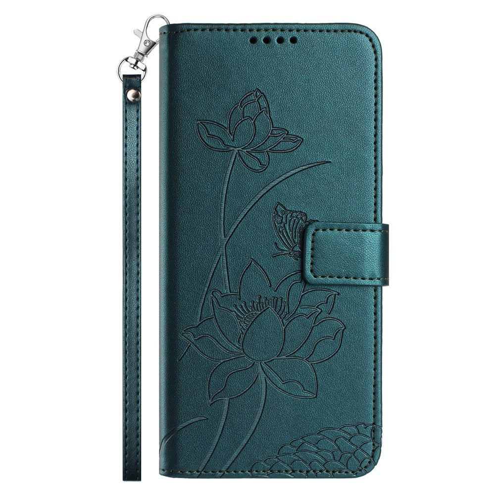 For Motorola Edge 70 Pro 5G Case Wallet Stand Lotus Imprint Leather Phone Cover with Wrist Strap