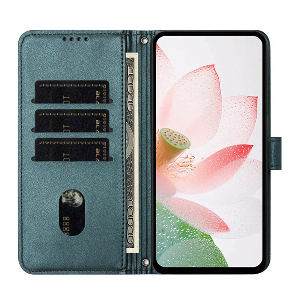 For Motorola Edge 70 Pro 5G Case Wallet Stand Lotus Imprint Leather Phone Cover with Wrist Strap