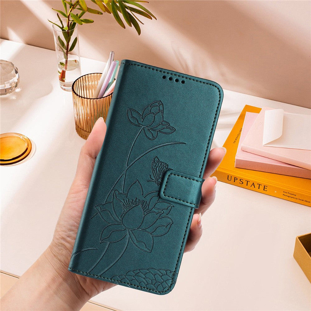 For Motorola Edge 70 Pro 5G Case Wallet Stand Lotus Imprint Leather Phone Cover with Wrist Strap