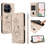 For Xiaomi 17T Case Wallet Stand Lotus Imprint Leather Phone Cover with Wrist Strap