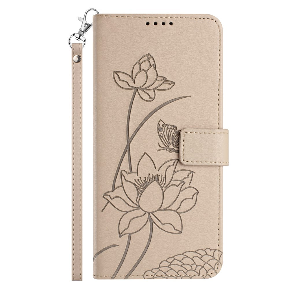 For Xiaomi 17T Case Wallet Stand Lotus Imprint Leather Phone Cover with Wrist Strap