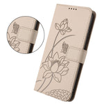 For Xiaomi 17T Case Wallet Stand Lotus Imprint Leather Phone Cover with Wrist Strap