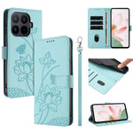 For Xiaomi 17T Case Wallet Stand Lotus Imprint Leather Phone Cover with Wrist Strap