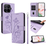 For Xiaomi 17T Case Wallet Stand Lotus Imprint Leather Phone Cover with Wrist Strap