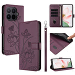 For Xiaomi 17T Case Wallet Stand Lotus Imprint Leather Phone Cover with Wrist Strap