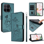 For Xiaomi 17T Case Wallet Stand Lotus Imprint Leather Phone Cover with Wrist Strap