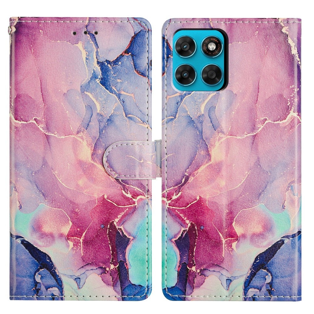 For Motorola Moto G87 5G Case Pattern Printing Wallet Stand Flip Leather Phone Cover with Strap
