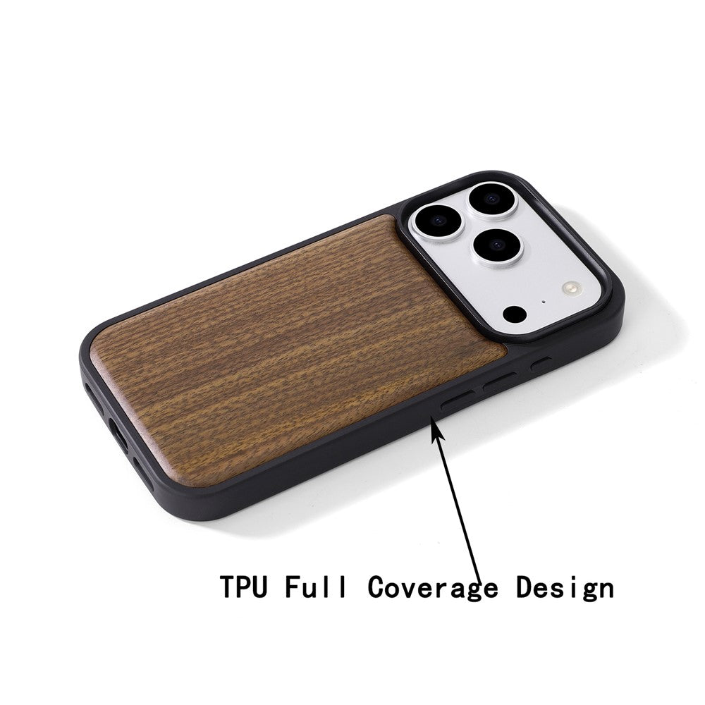 For iPhone 17 Pro Max Magnetic Case Wood + PC + TPU Shockproof Protective Phone Cover