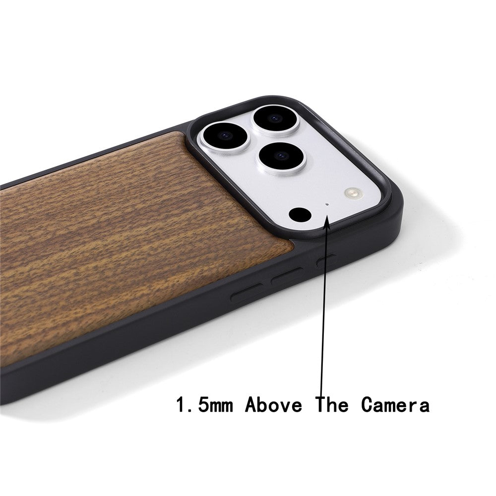 For iPhone 17 Pro Max Magnetic Case Wood + PC + TPU Shockproof Protective Phone Cover