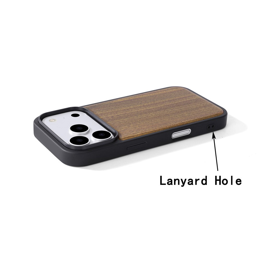 For iPhone 17 Pro Max Magnetic Case Wood + PC + TPU Shockproof Protective Phone Cover