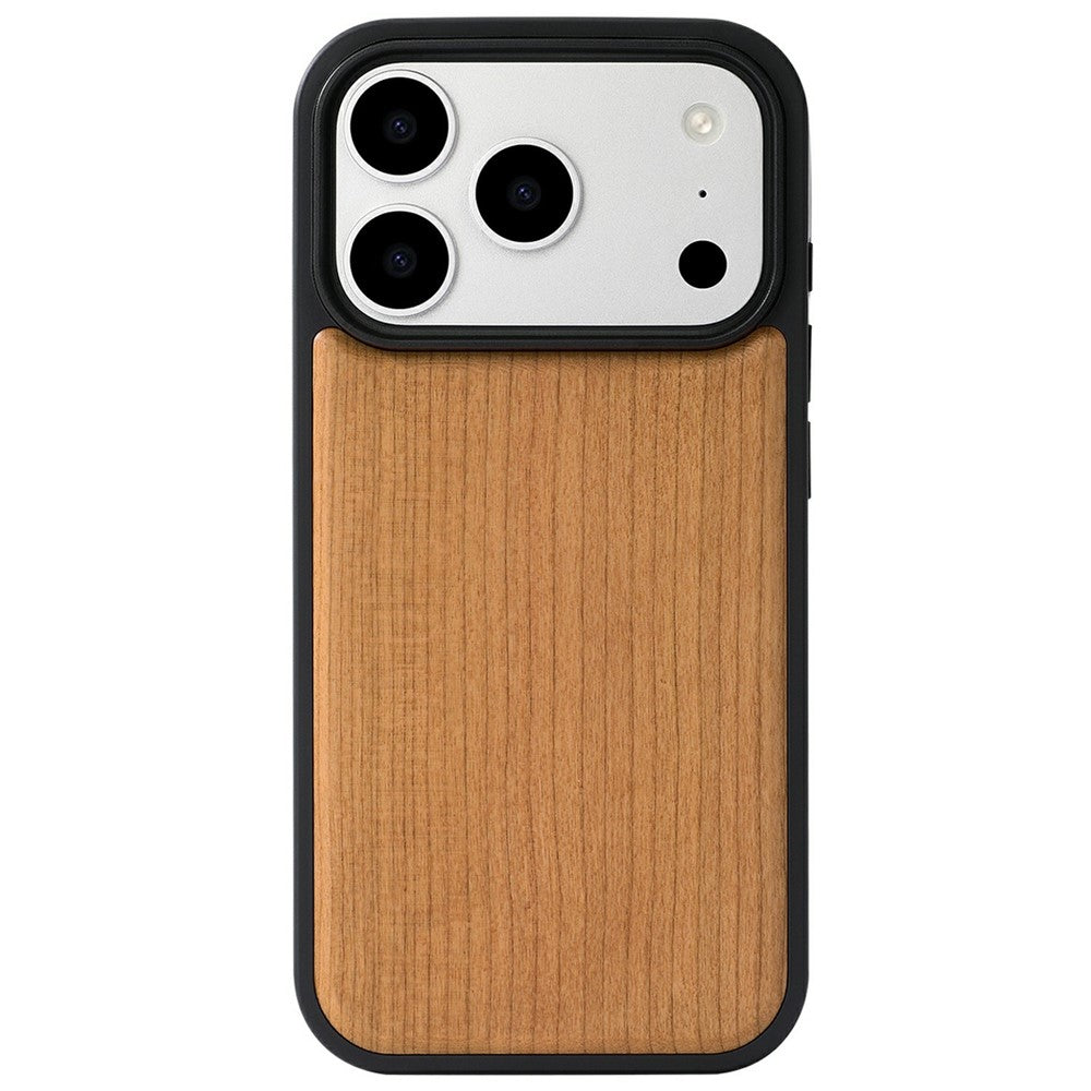 För iPhone 17 Pro Magnetiskt Fodral Trä + PC + TPU Stötsäkert Skyddande Telefonfodral