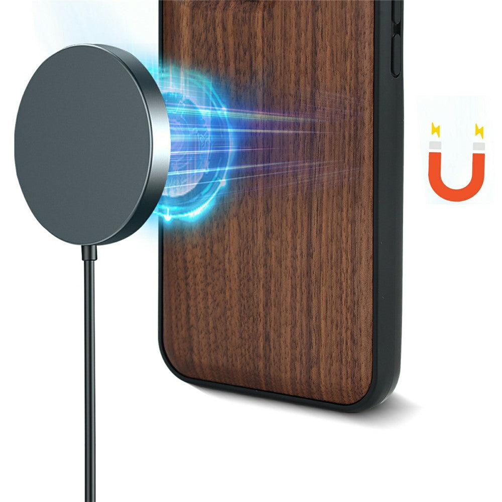 For iPhone Air Magnetic Case Wood + PC + TPU Shockproof Protective Phone Cover