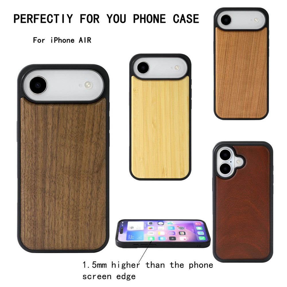 For iPhone Air Magnetic Case Wood + PC + TPU Shockproof Protective Phone Cover