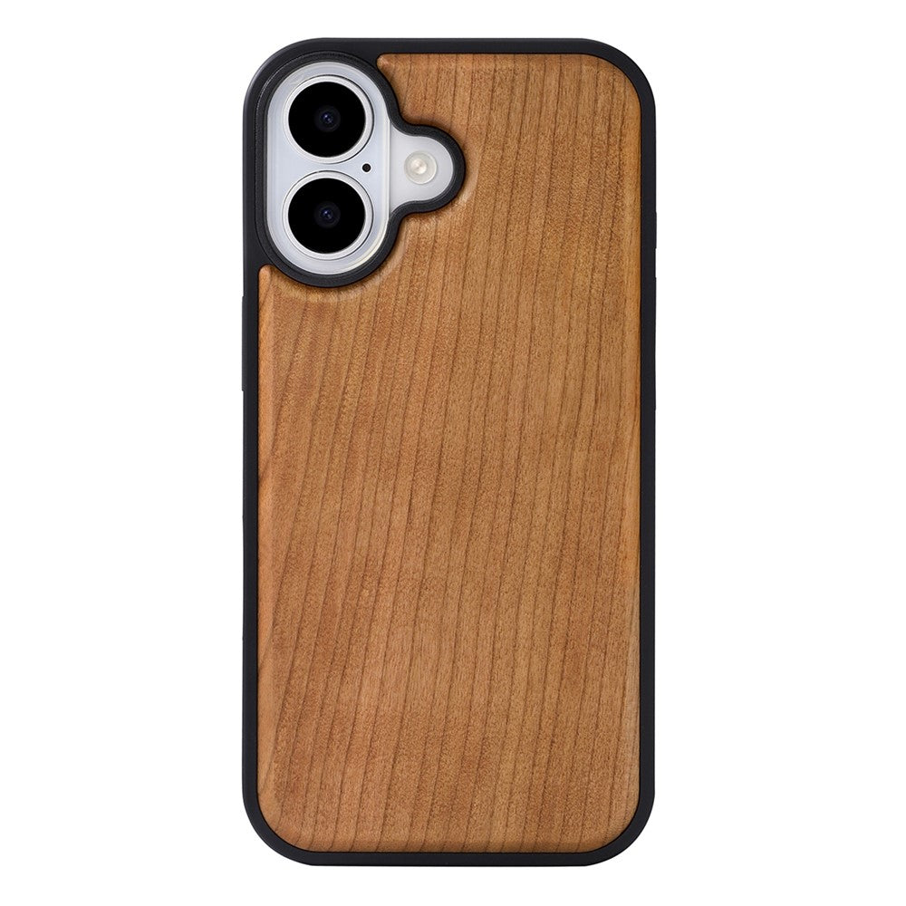 For iPhone 16 Plus Magnetic Case Wood + PC + TPU Shockproof Protective Phone Cover