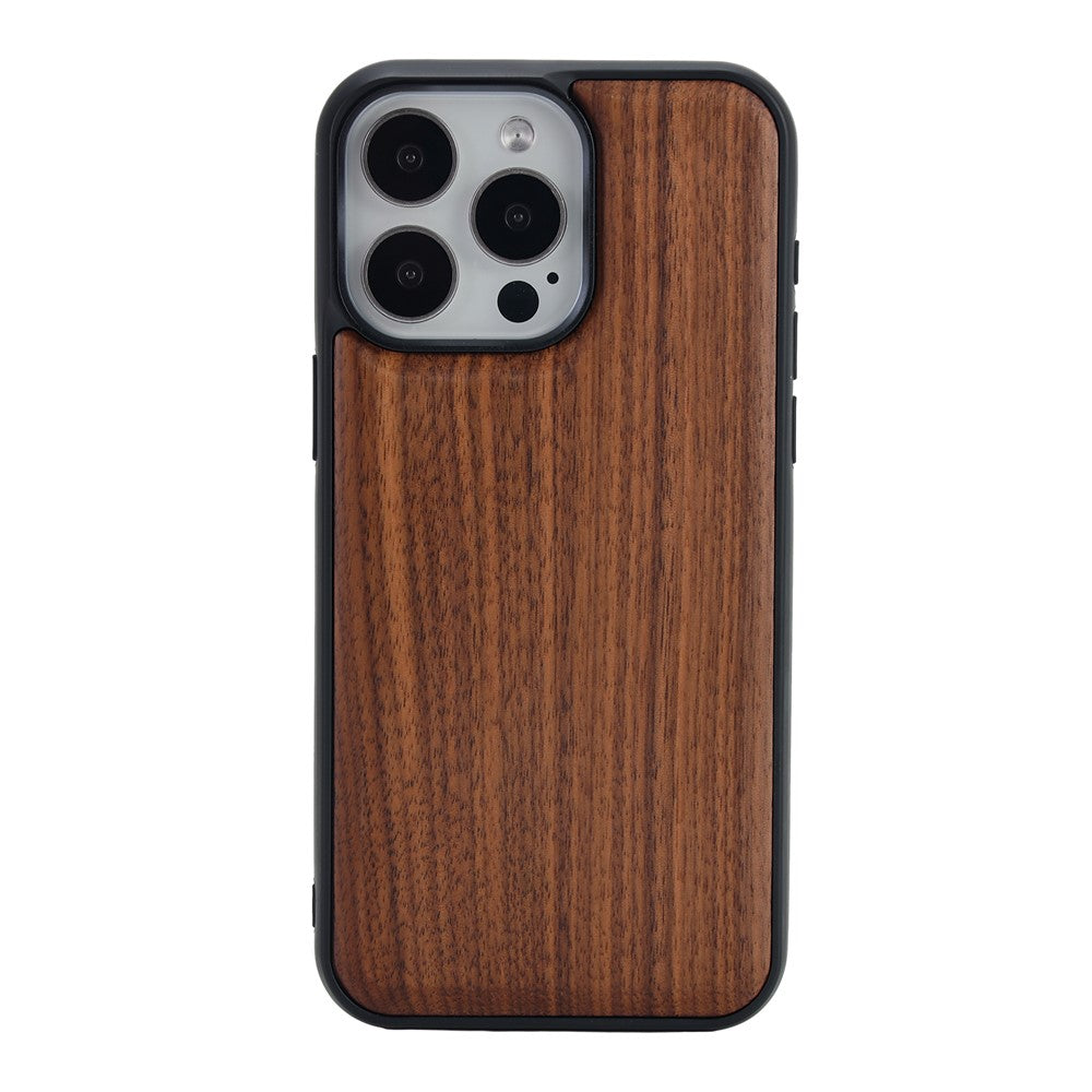 Til iPhone 15 Pro Magnetisk Cover Træ + PC + TPU Stødsikkert Beskyttelsescover