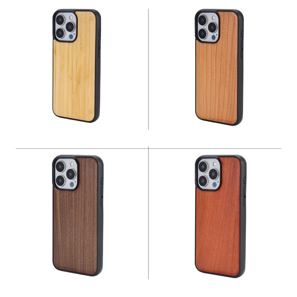 Til iPhone 15 Pro Magnetisk Cover Træ + PC + TPU Stødsikkert Beskyttelsescover