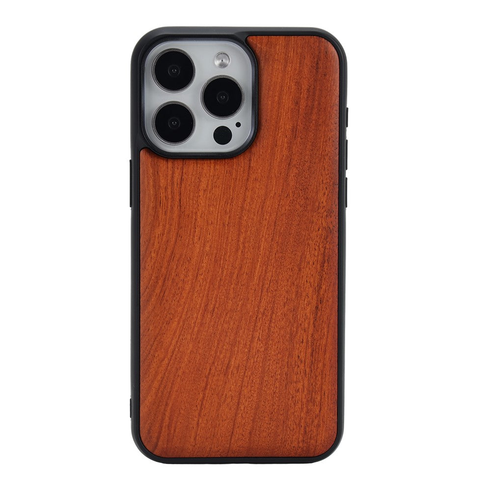 Til iPhone 15 Pro Magnetisk Cover Træ + PC + TPU Stødsikkert Beskyttelsescover