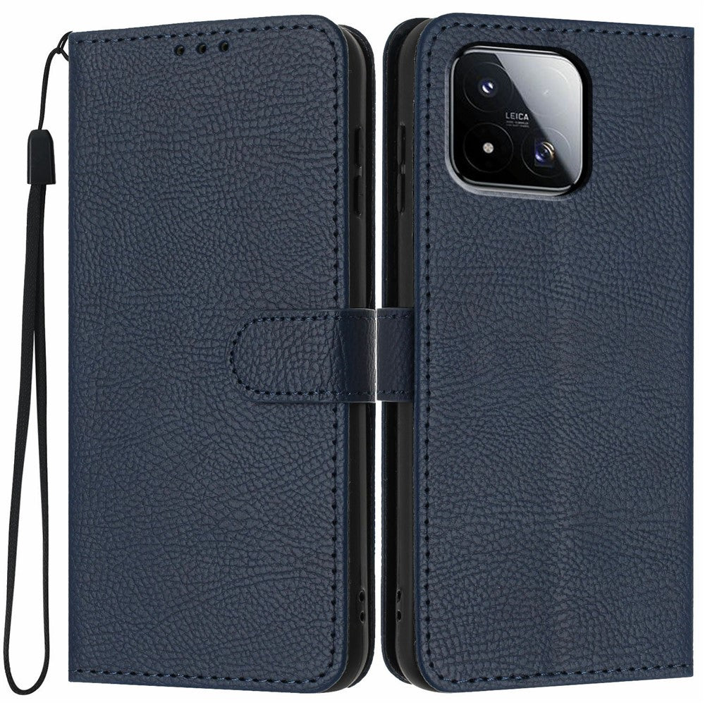 For Xiaomi 17 Max Wallet Case Litchi Texture Leather Flip Cover with Card Slots and Hand Strap