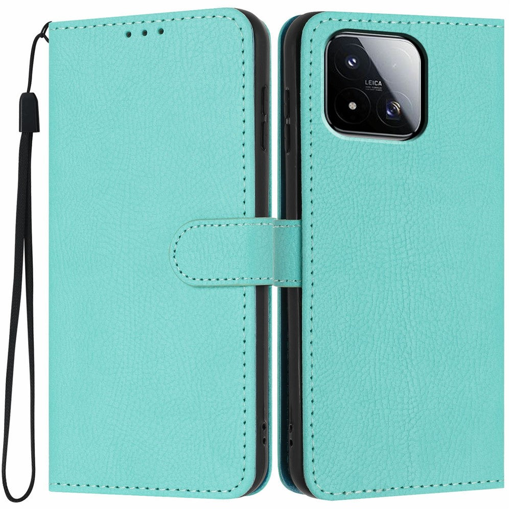 For Xiaomi 17 Max Wallet Case Litchi Texture Leather Flip Cover with Card Slots and Hand Strap
