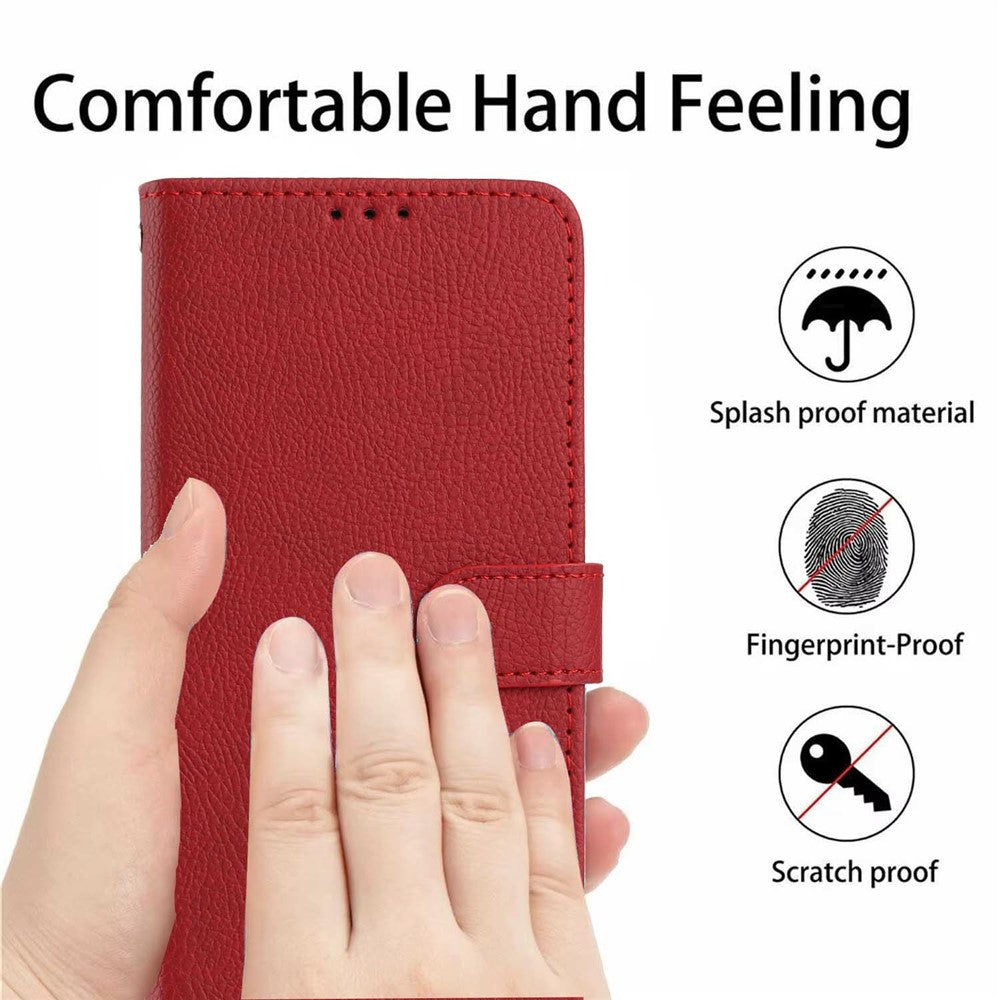 For Xiaomi 17T Wallet Case Litchi Texture Leather Flip Cover with Card Slots and Hand Strap