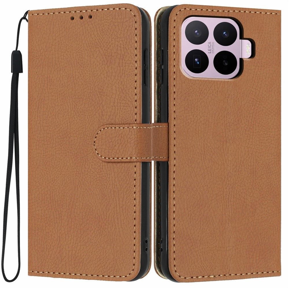 For Xiaomi 17T Wallet Case Litchi Texture Leather Flip Cover with Card Slots and Hand Strap