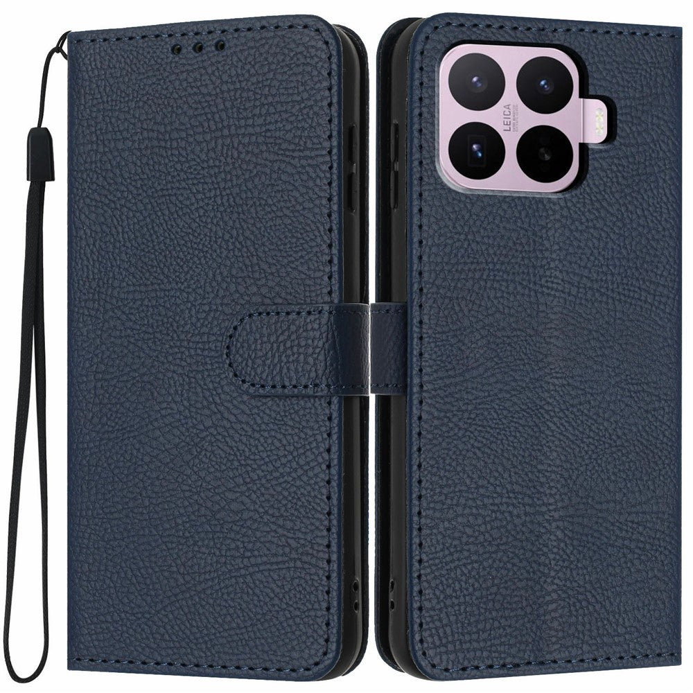 For Xiaomi 17T Wallet Case Litchi Texture Leather Flip Cover with Card Slots and Hand Strap