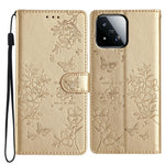 For Xiaomi 17 Max Wallet Phone Case Butterfly Floral Imprint Leather Flip Cover with Strap