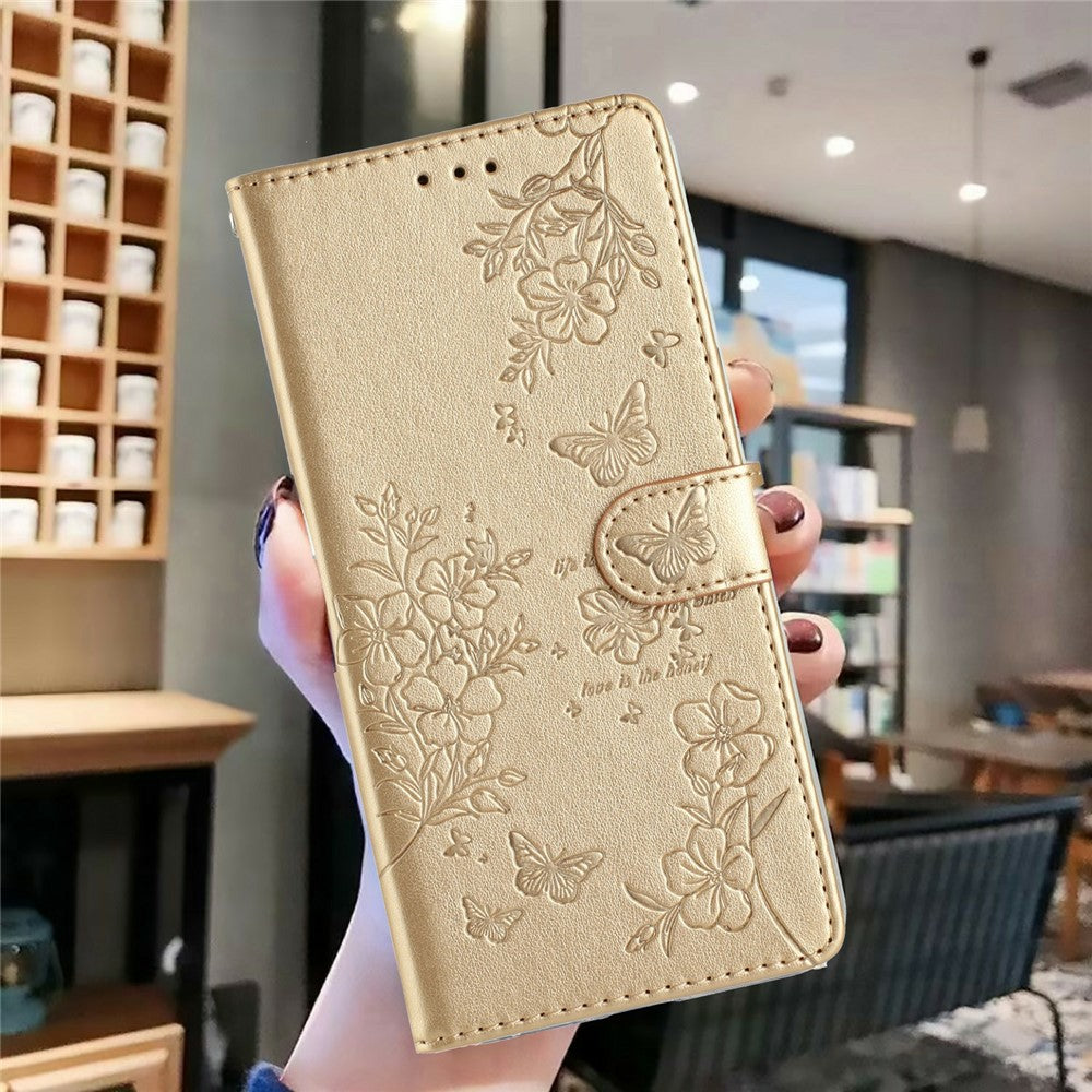 For Xiaomi 17 Max Wallet Phone Case Butterfly Floral Imprint Leather Flip Cover with Strap