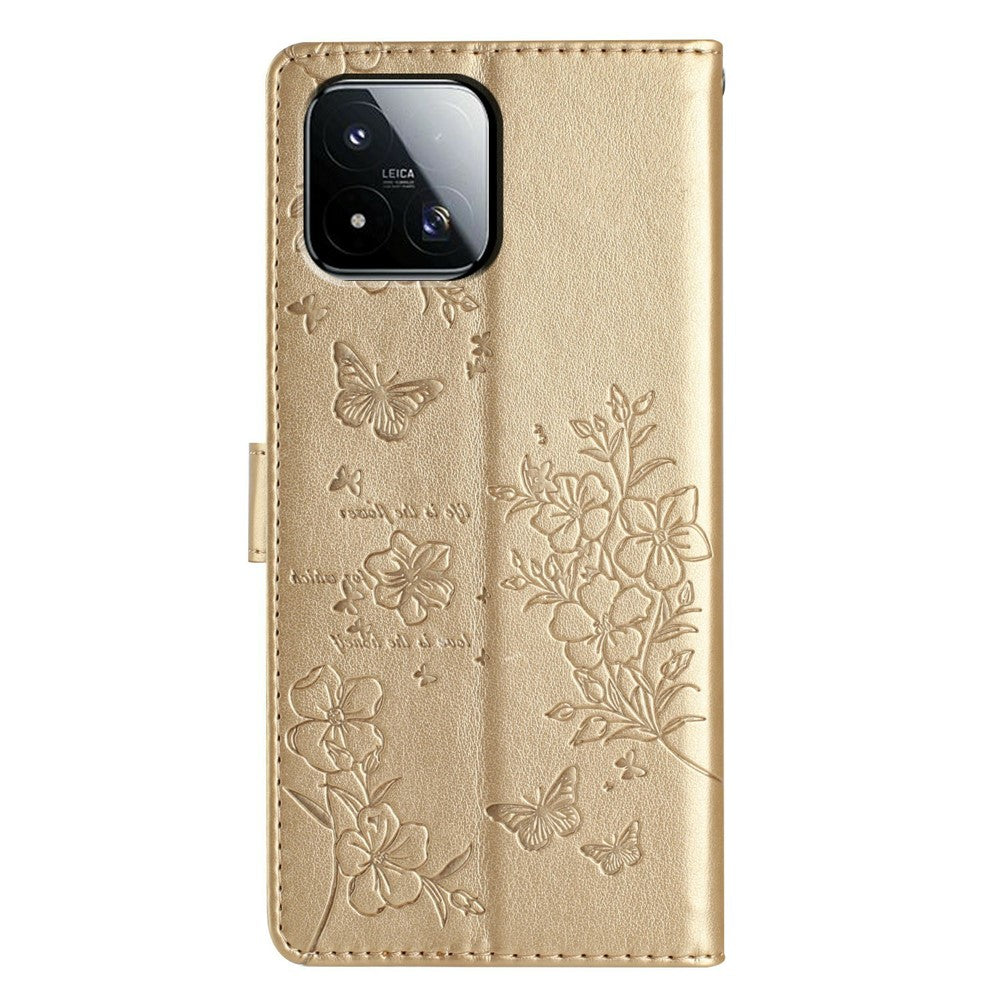 For Xiaomi 17 Max Wallet Phone Case Butterfly Floral Imprint Leather Flip Cover with Strap