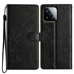 For Xiaomi 17 Max Wallet Phone Case Butterfly Floral Imprint Leather Flip Cover with Strap