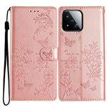 For Xiaomi 17 Max Wallet Phone Case Butterfly Floral Imprint Leather Flip Cover with Strap