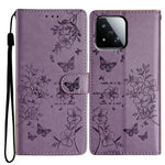 For Xiaomi 17 Max Wallet Phone Case Butterfly Floral Imprint Leather Flip Cover with Strap