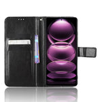 Protective Phone Cover For Xiaomi Redmi Note 12 Pro+ 5G Crazy Horse Texture Magnetic Clasp PU Leather Case Wallet Stand with Strap