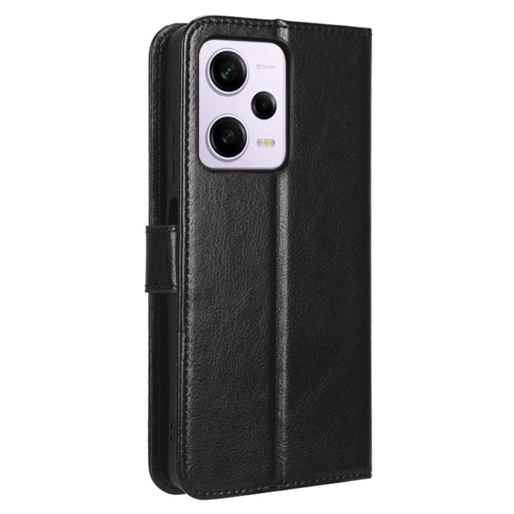 Protective Phone Cover For Xiaomi Redmi Note 12 Pro+ 5G Crazy Horse Texture Magnetic Clasp PU Leather Case Wallet Stand with Strap