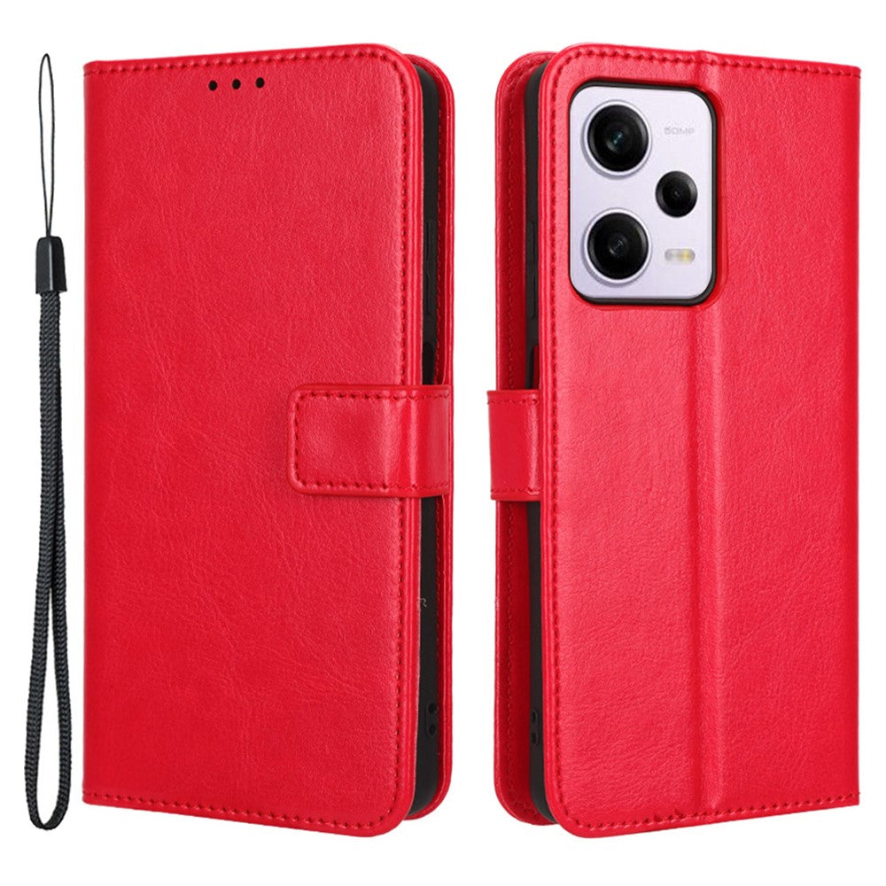 Beskyttende mobilcover til Xiaomi Redmi Note 12 Pro+ 5G, Crazy Horse-tekstur, magnetisk spænde, PU-læderetui, pungfunktion og rem