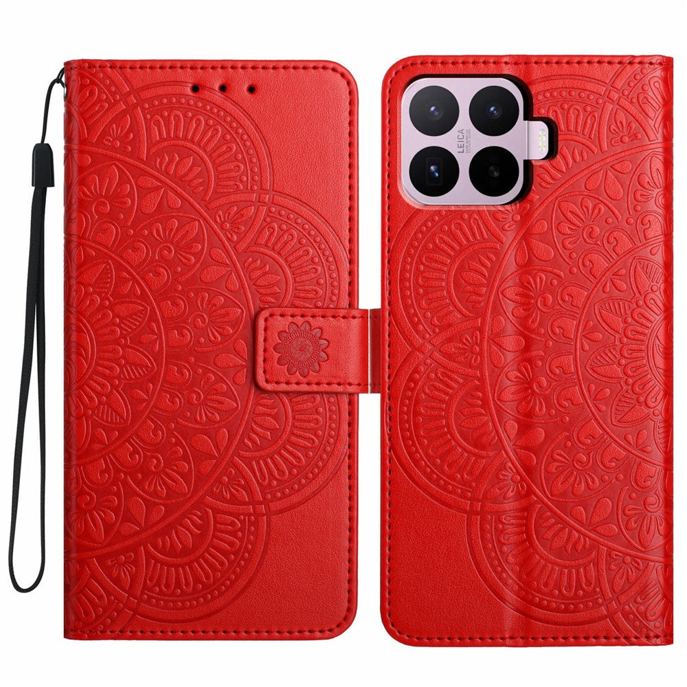 For Xiaomi 17T Leather Case Stand Card Slots Mandala Pattern Phone Cover with Wrist Strap