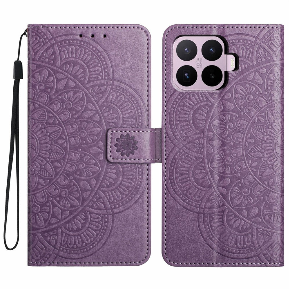 For Xiaomi 17T Leather Case Stand Card Slots Mandala Pattern Phone Cover with Wrist Strap